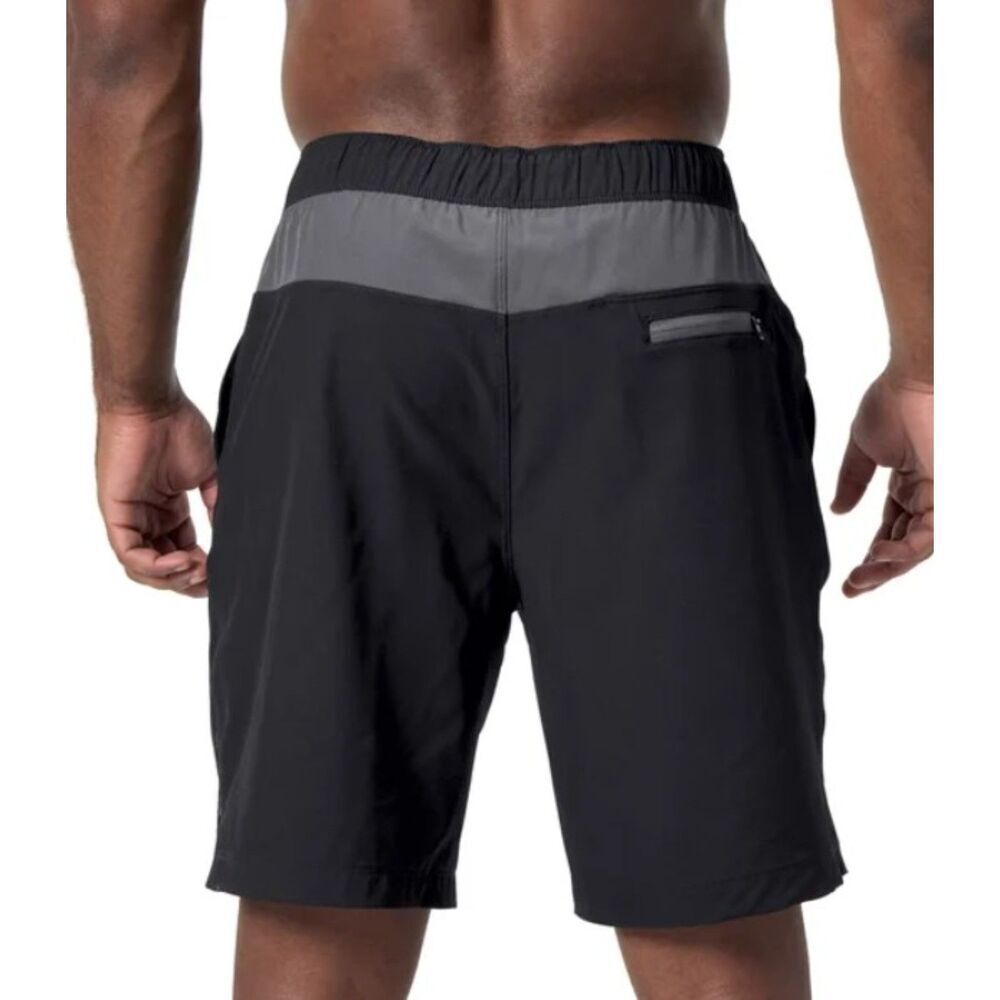 SPEEDO Black Grey Tech Volley Swim‎ Shorts Sz M (32-34) Swim Trunks Swimsuit NWT
